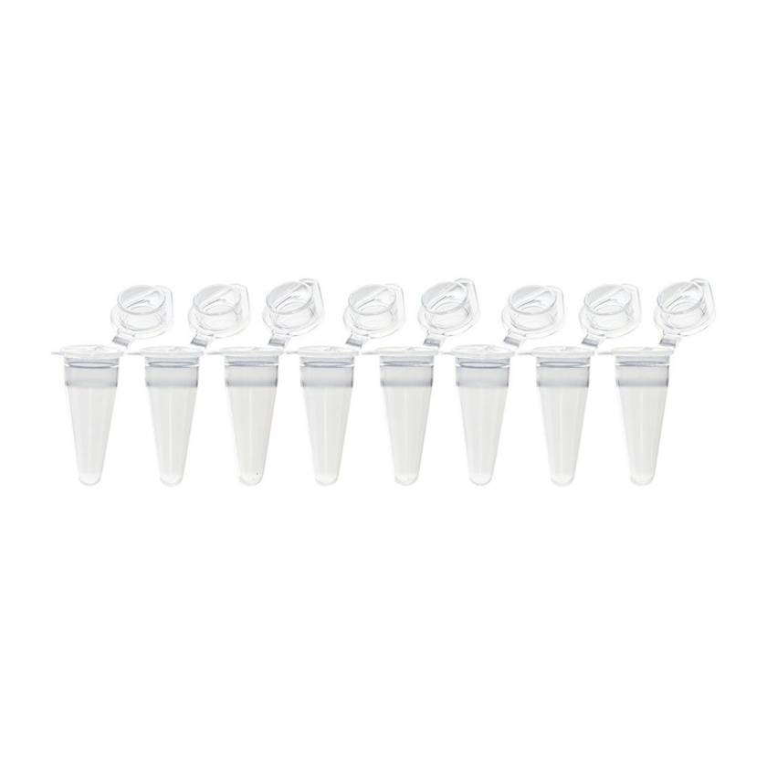 Globe Scientific PCR-QS-01F QuickSnap™ 0.1 mL 8-Strip Low Profile PCR Tube with Individually Attached Flat Cap