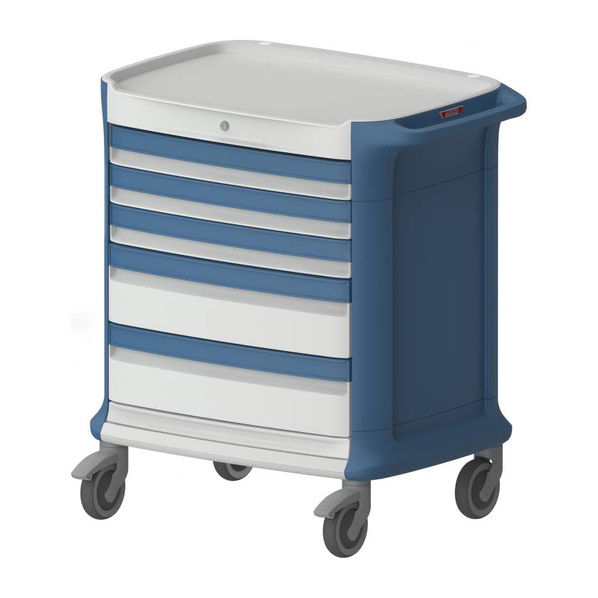 Pegasus PLY36-33366B-BB Poly Procedure Cart with 5 Drawers, 36" Height