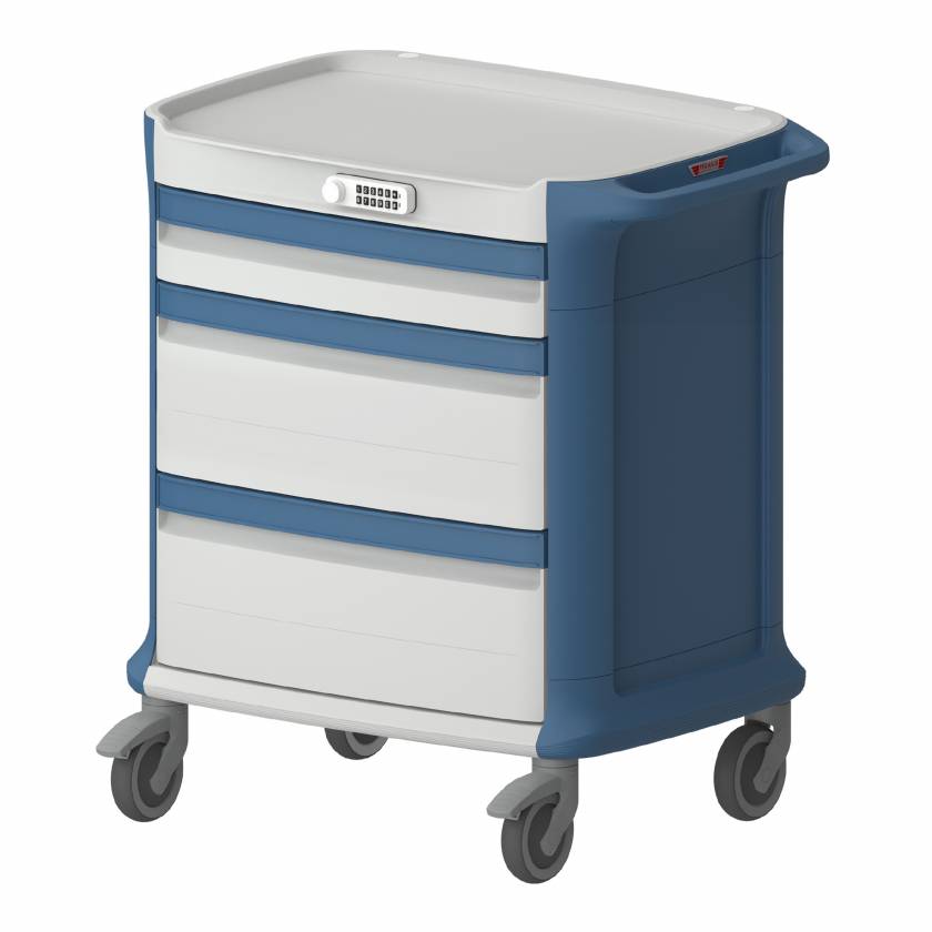 Pegasus PLY36-499-BB-UM Poly Anesthesia Cart with 3 Drawer and Code Lock - 36" Height