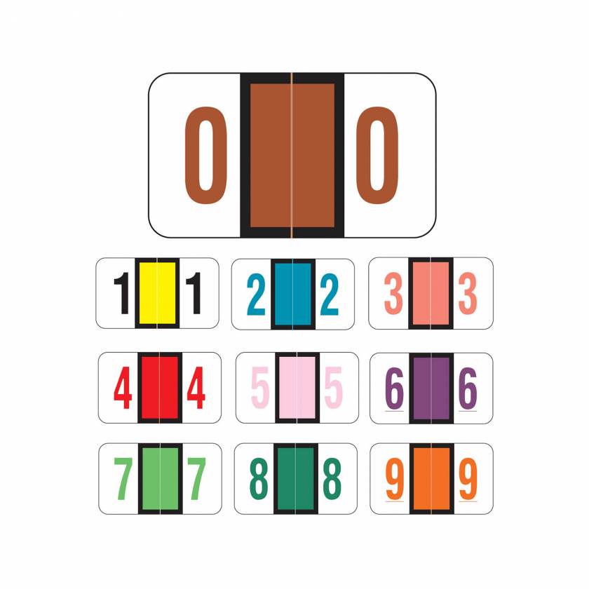 POS 3500 Match PONM Series Numeric Roll Color Code Labels - 15/16"H x 1 5/8"W