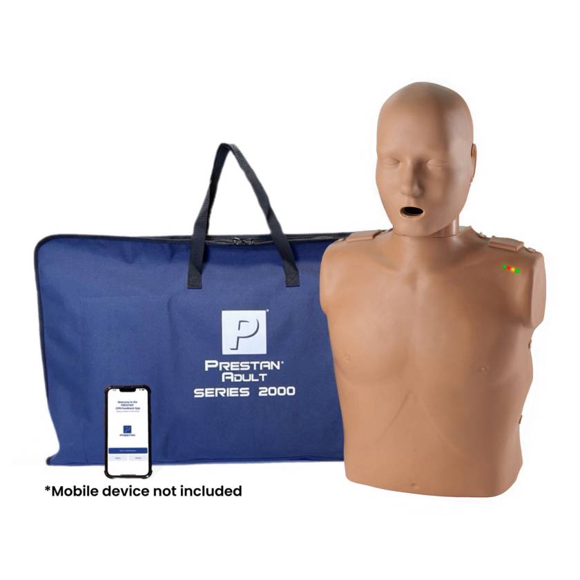 Prestan PP-AM-2000-1-DS Professional Adult Series 2000 Manikin with Advanced CPR Feedback, Single Unit, Dark Skin Tone - Set (Mobile Device is Not Included)