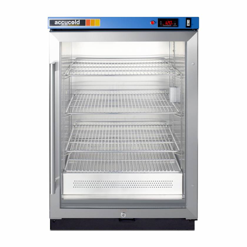 Accucold PTHC65G Blanket Warmer with Stainless Steel Exterior, 3 Chrome Shelves, Right Handle Door - 4.57 Cubic Feet