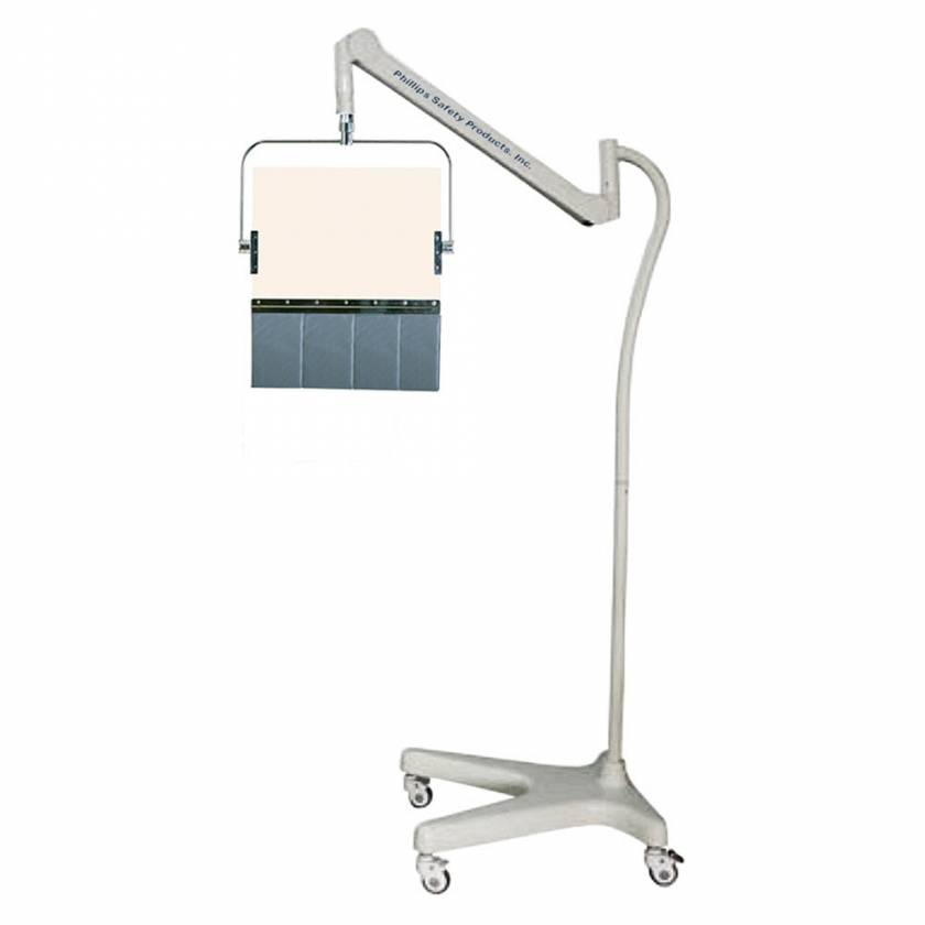 Phillips Safety PTO-002 Square Arm Overhead Lead Acrylic Mobile Barrier with Lead Curtain