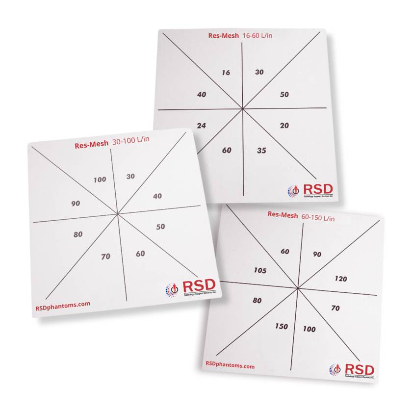 RSD QA-FDR110 Res-Mesh Phantom Set, 16-60 Lines per Inch, 30-100 Lines per Inch, and 60-150 Lines per Inch