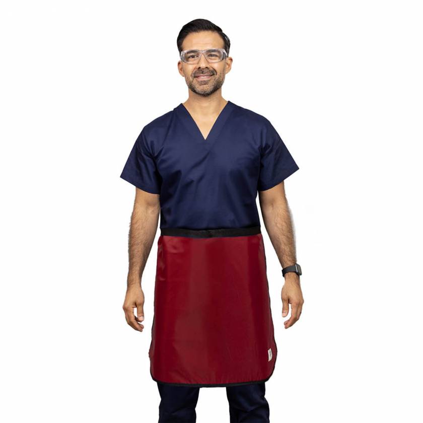 Quickship Radiation Lightweight Lead LapGuard Half Lead Apron - Nylon Red