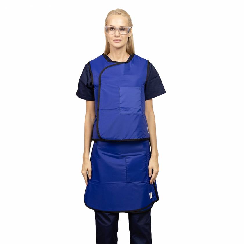 Phillips Safety Quickship Radiation Lightweight Lead Vest and Skirt Full Overlap Apron - Nylon Blue