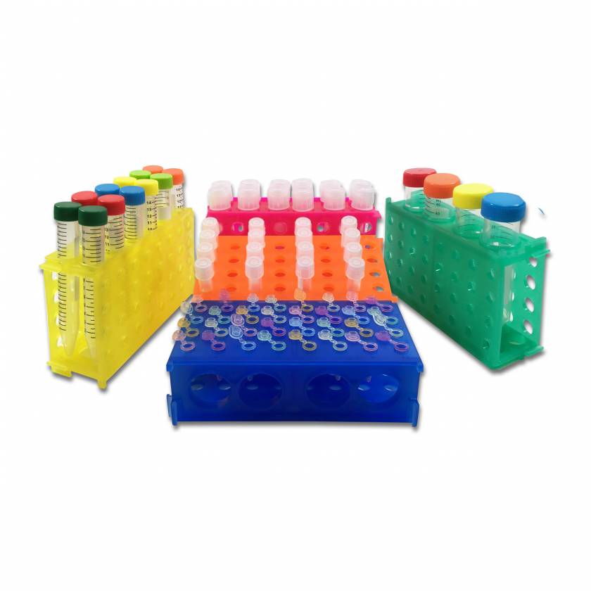 MTC Bio R1030 4-Way Rack for 4x50mL, 12x15mL, 32x1.5/0.5mL Tubes - Rainbow Pack