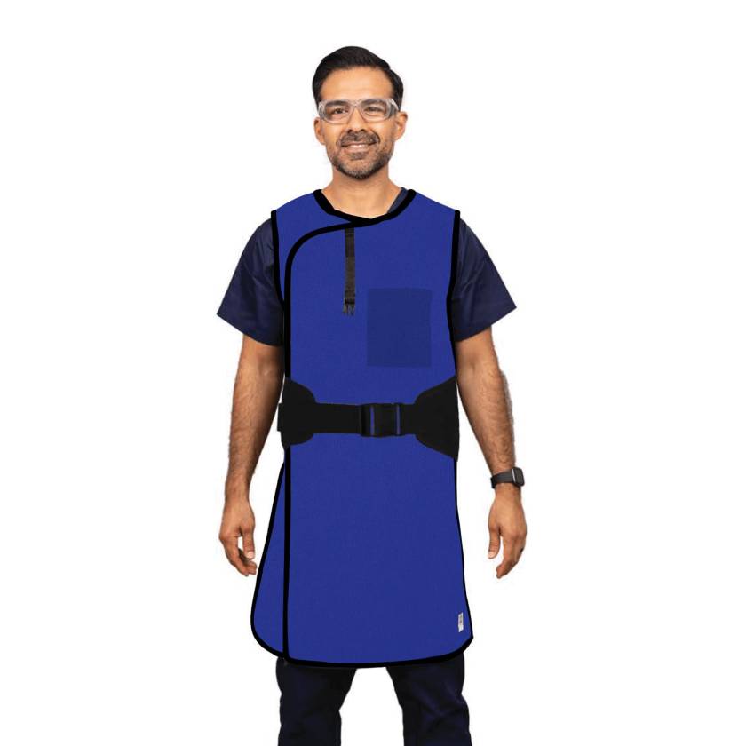Phillips Safety RA-J1P Jacket One-Piece Wrap Around Apron - Royal Blue Nylon Fabric with Black Trim