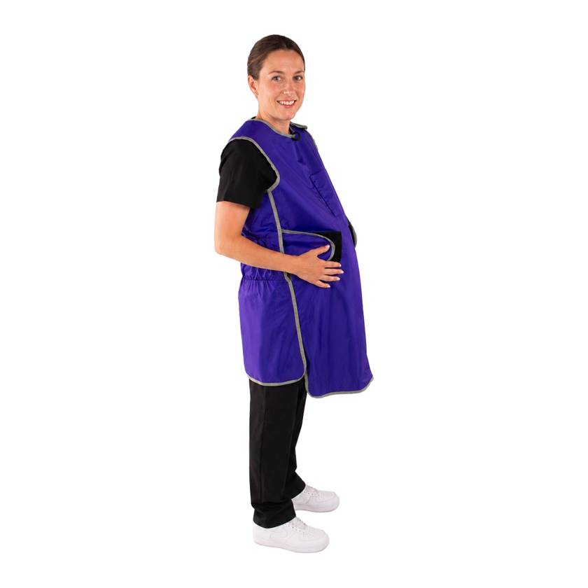 Phillips Safety RA-PRJ1P Maternity Reverse Wrap Jacket One-Piece Apron, Lead Free - Purple Nylon Fabric with Silver Trim (Due to Variations in Lighting, Actual Colors May Differ)