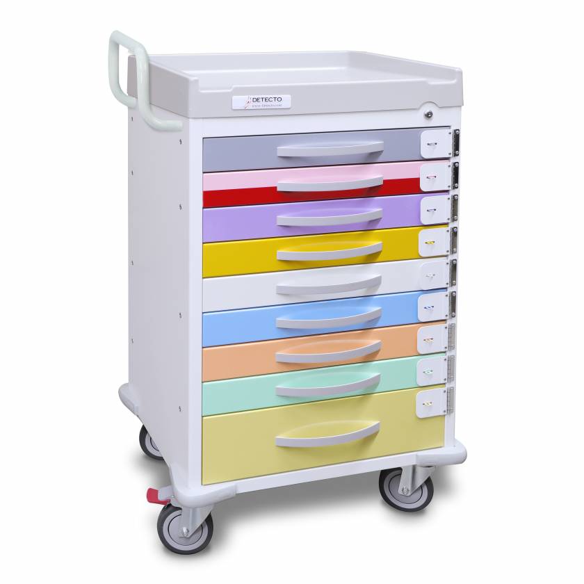 DETECTO RC333333336PED Rescue Series Pediatric Medical Cart - 9 Multicolor Drawers