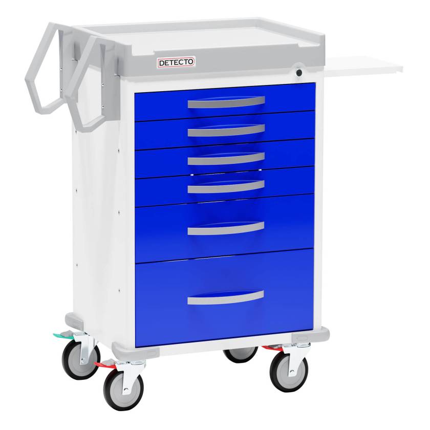DETECTO RC333369BLU Rescue Series Anesthesiology Medical Cart - 6 Blue Drawers