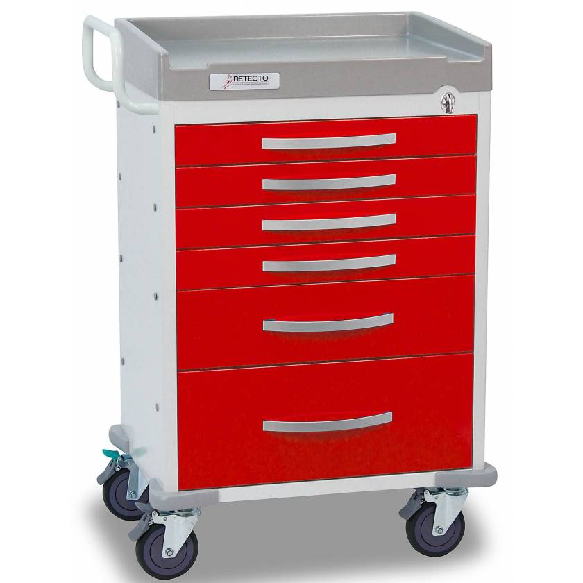 DETECTO Rescue Series ER Medical Cart - 6 Red Drawers