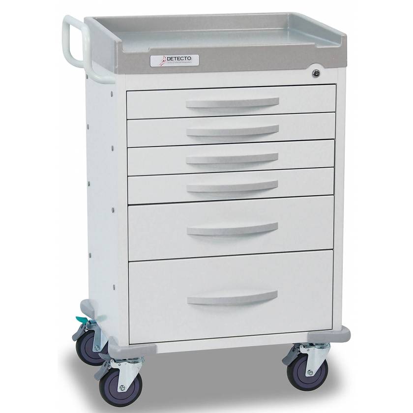 Detecto RC333369WHT Rescue Series General Purpose Medical Cart 6 White