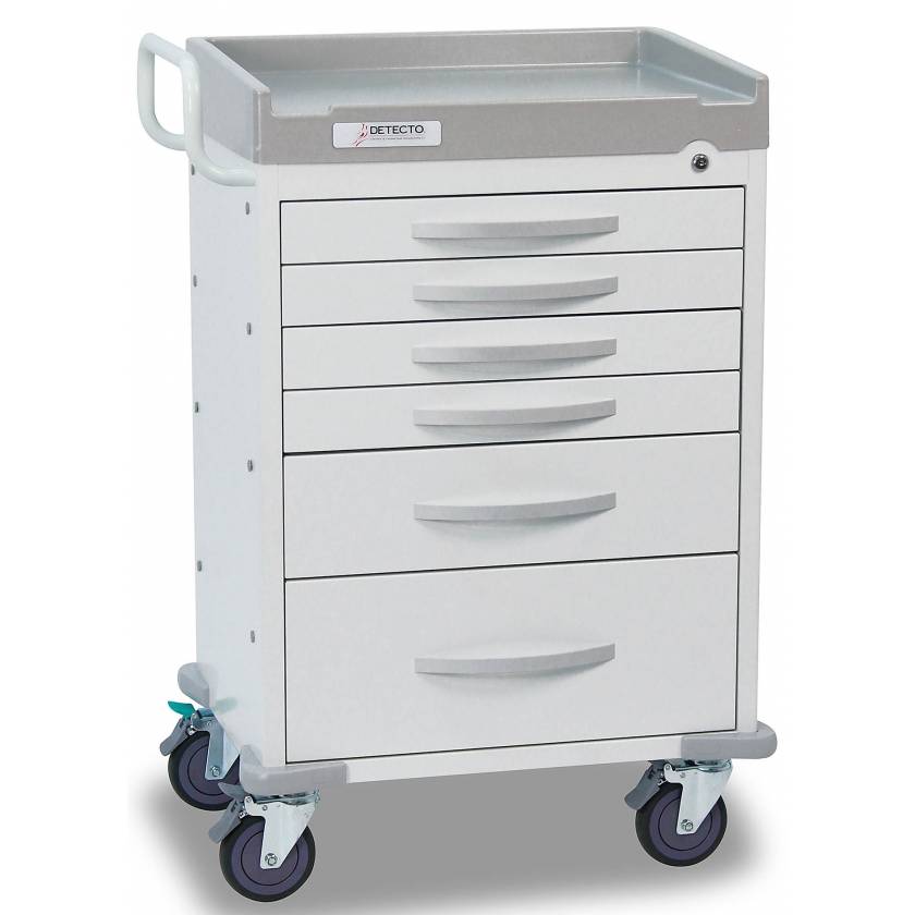 DETECTO Rescue Series General Purpose Medical Cart - 6 White Drawers