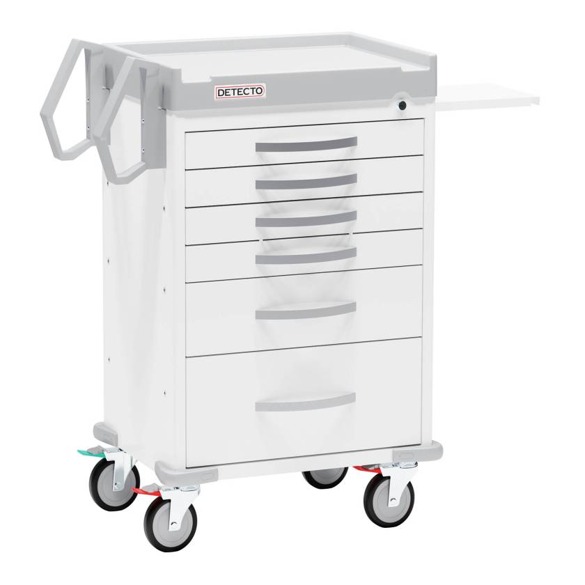 DETECTO RC333369WHT Rescue Series General Purpose Medical Cart - 6 White Drawers