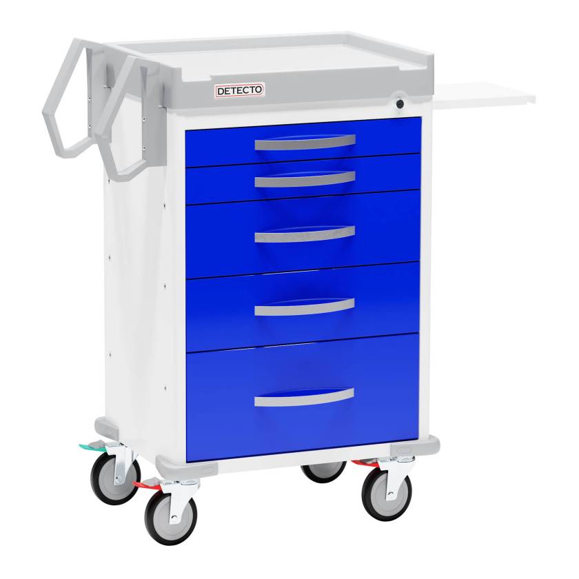 DETECTO RC33669BLU Rescue Series Anesthesiology Medical Cart - 5 Blue Drawers