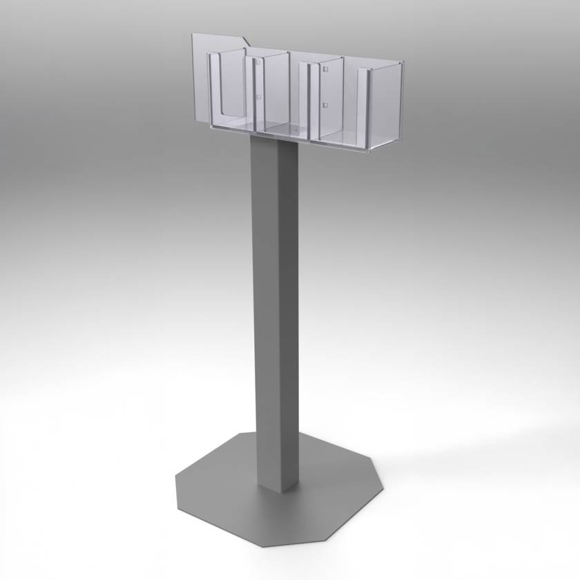 Poltex RESP4HSAN-3STL Stand Mount Respiratory Hygiene Station with Touch-Free Hand Sanitizer Space - Without Sign Sleeve