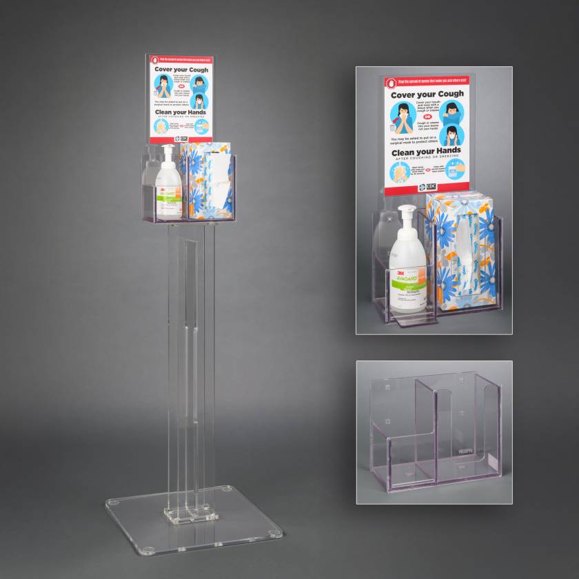 Poltex RESPH-S-DCL Respiratory Hygiene Station H - Acrylic Stand, With Decal Sign (Consumables Not Included)