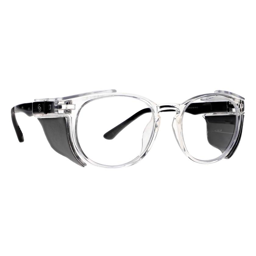 Phillips Safety Plastic Frame Radiation Glasses Model 190 - Clear (Right Angle View)