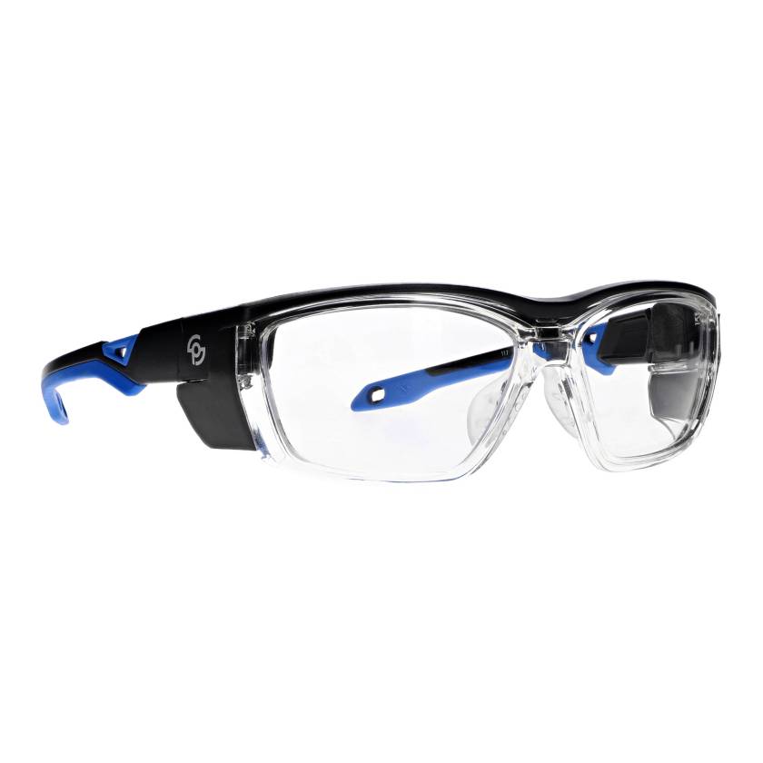 Phillips Safety Plastic Frame Radiation Glasses Model 220 - Black/Blue (Right Angle View)