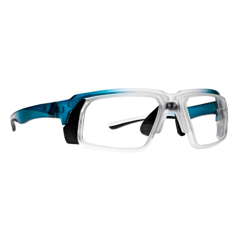 Phillips Safety Plastic Frame Radiation Glasses Model 240 - Blue/Clear (Right Angle View)