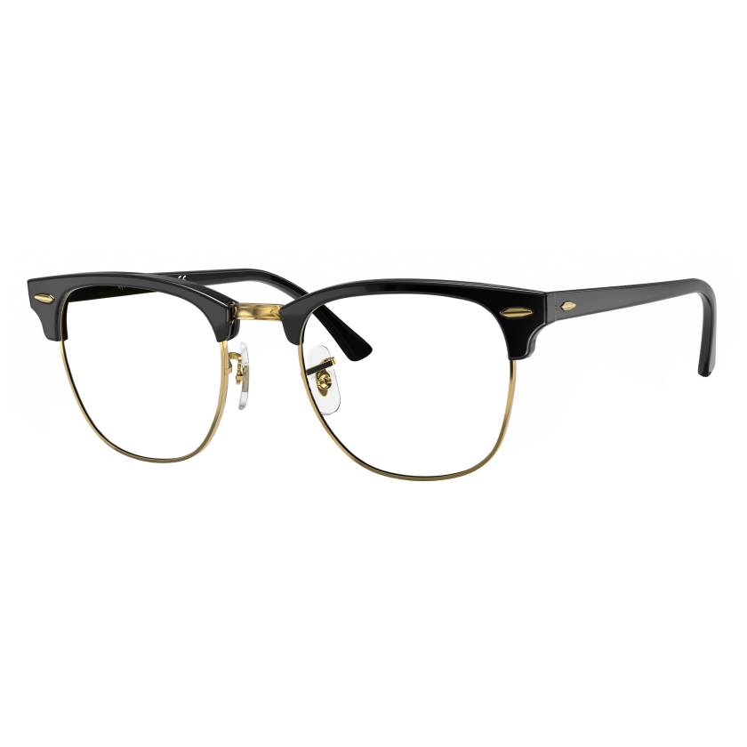 Phillips Safety Ray Ban Clubmaster Classic Radiation Glasses - Polished Black On Gold RB3016-W0365-51