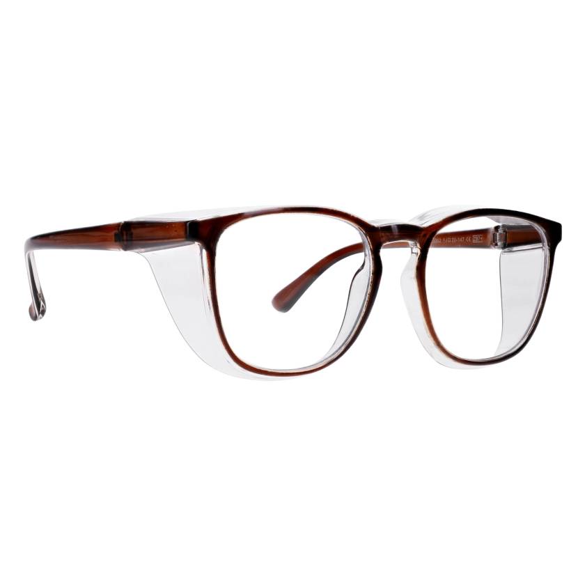 Phillips Safety Plastic Frame Radiation Glasses Model SQ5062 - Brown (Right Angle View)