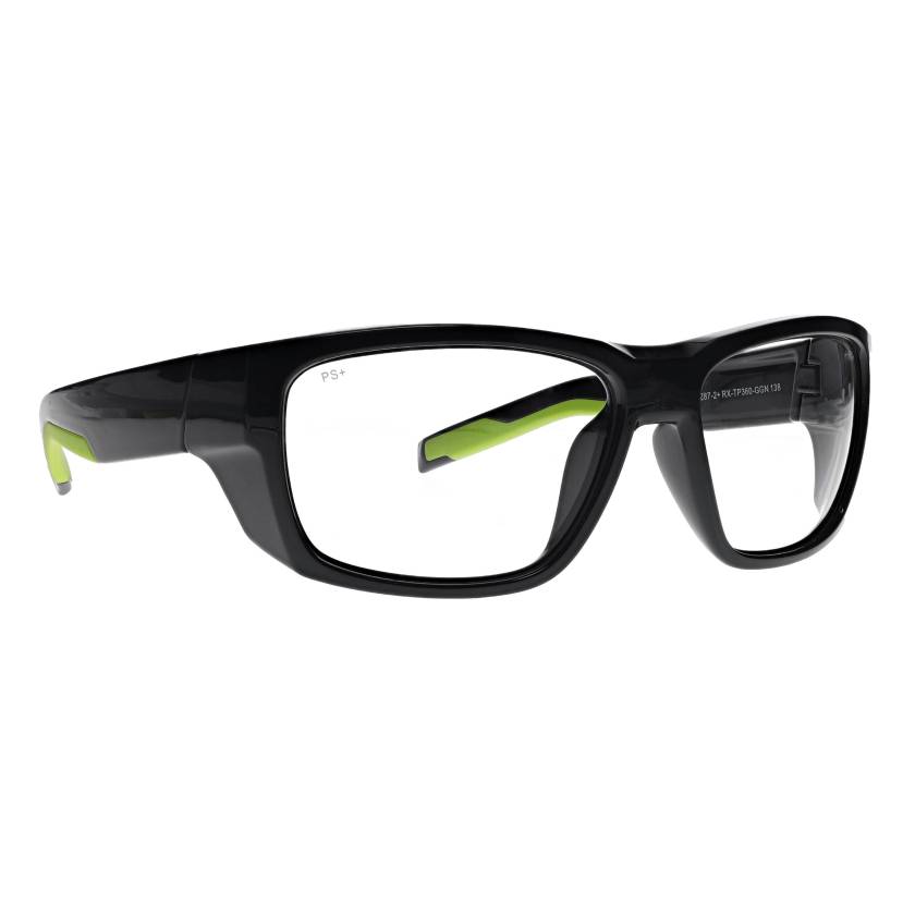 Phillips Safety Wrap Around Radiation Glasses Model TP360 - Gray/Green (Right Angle View)