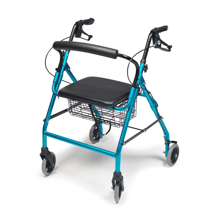 Lumex® RJ4318AQ Walkabout 4-Wheel Rollator, Wide, Aqua - Front View