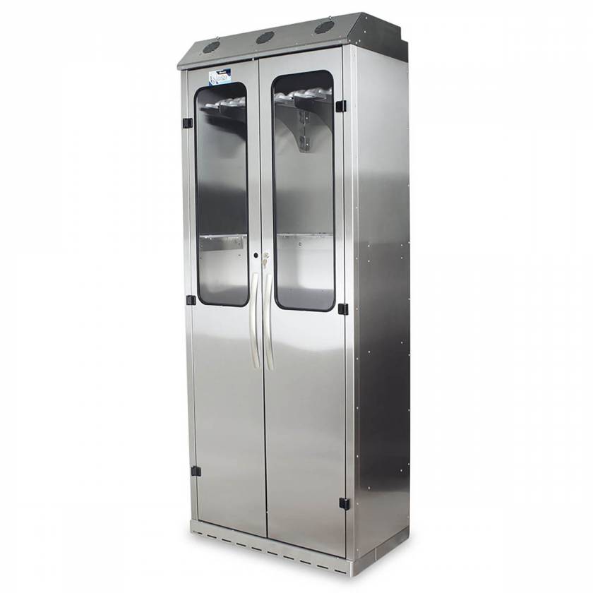 Harloff SCSS8036DRDP-BRONCH8OV8 Stainless Steel SureDry 16 Scope Bronchoscopy Drying Cabinet - Key Locking Tempered Glass Doors