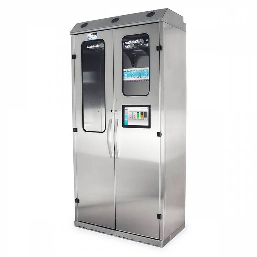 Harloff SCSS8044TD-T3316D Stainless Steel SureDry 16 Scope Tracking Cabinet with Dri-Scope Aid - Key Locking Tempered Glass Doors
