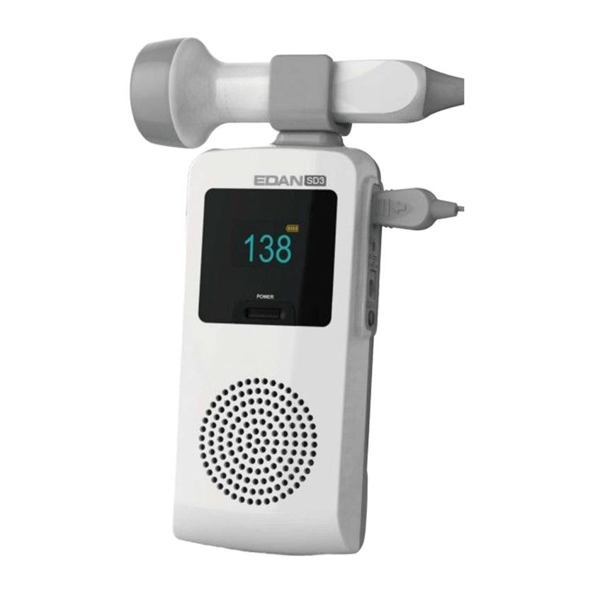Edan SD3 Ultrasonic Pocket Fetal Doppler, Heart-Rate Display with Probe - Front View
