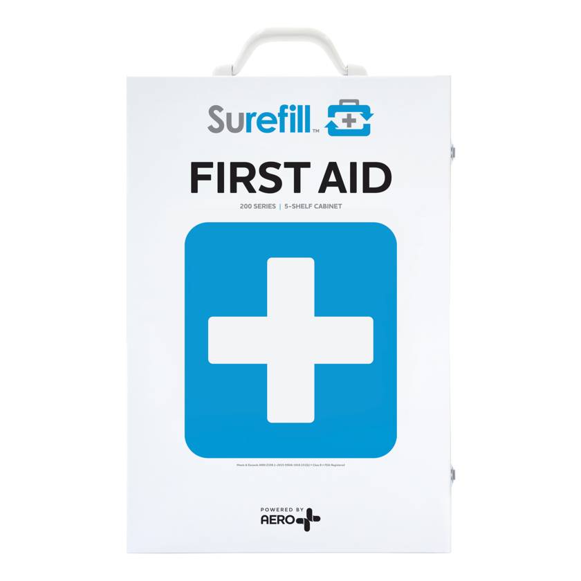 AERO Healthcare SF200BMT SureFill® 200 Series Class B Metal Cabinet with Meds, 5 Shelves - Front View