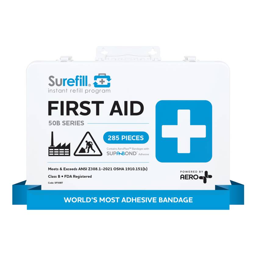 AERO Healthcare SF50BT SureFill® 50 Series Class B First Aid Kit, Metal Case - Front View