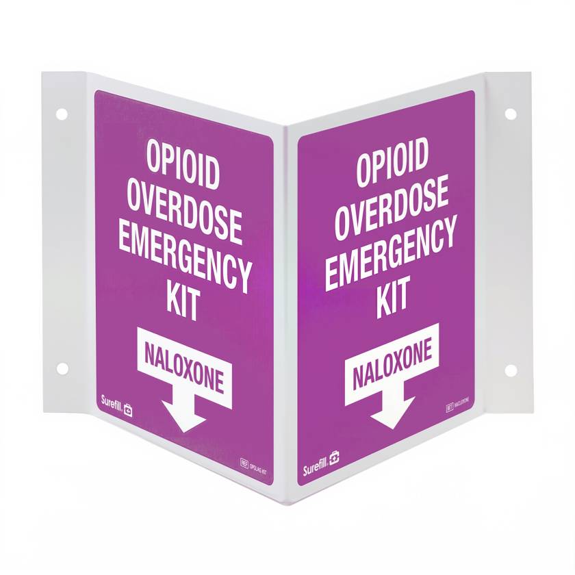 AERO Healthcare SFODWS01 3-Way Wall Sign for SureFill® Opioid Overdose Kit