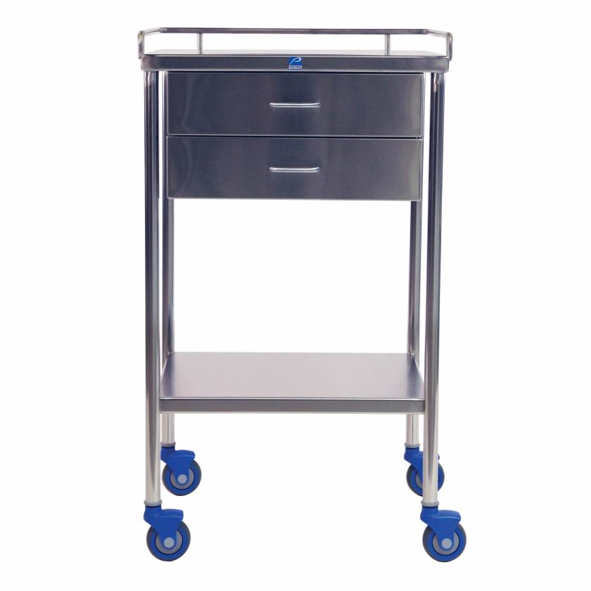 Pedigo SG-80-A-SS Utility Table With Two Drawers, Shelf, and Rail