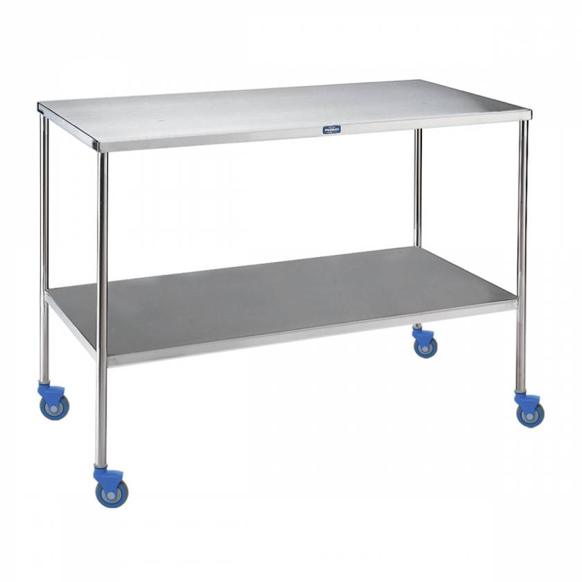Pedigo SG-92-SS Stainless Steel Instrument Table with Shelf and 3" Corrosion-resistant co•re Casters™ - Table Size 24" W x 48" L x 34" H