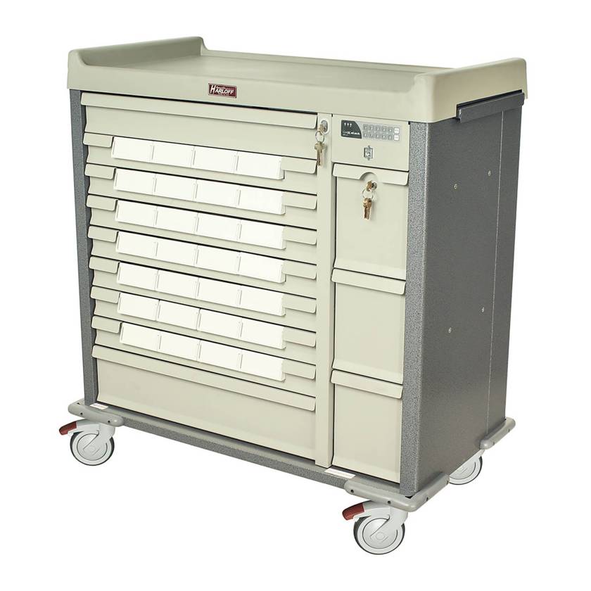 Harloff SL28BIN5-EKC Standard Line 28 - 5" Med-Bin Medication Cart with CompX Electronic Lock