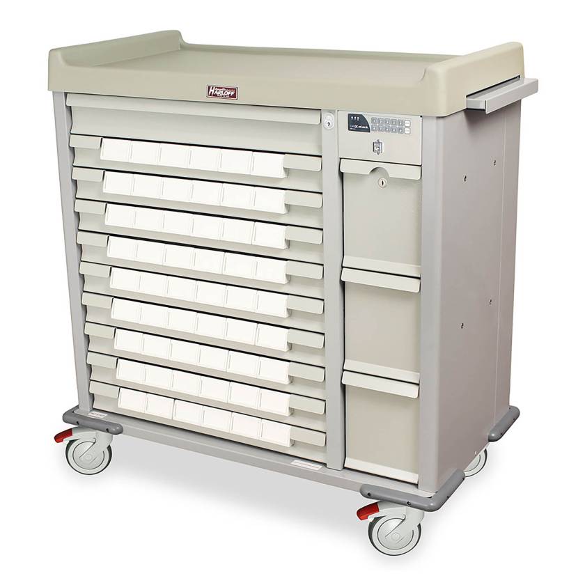 Harloff SL54BIN3-EKC Standard Line 54 - 3.5" Med-Bin Medication Cart with CompX Electronic Lock
