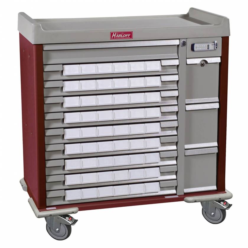 Harloff Standard Line 54 - 3.5" Med-Bin Medication Cart with Basic Electronic Lock