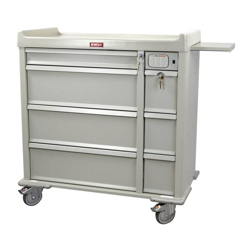 Harloff SL600PC-EKC Standard Line 600 Punch Card Medication Cart with CompX Electronic Lock, Single Wide Narcotics Drawer