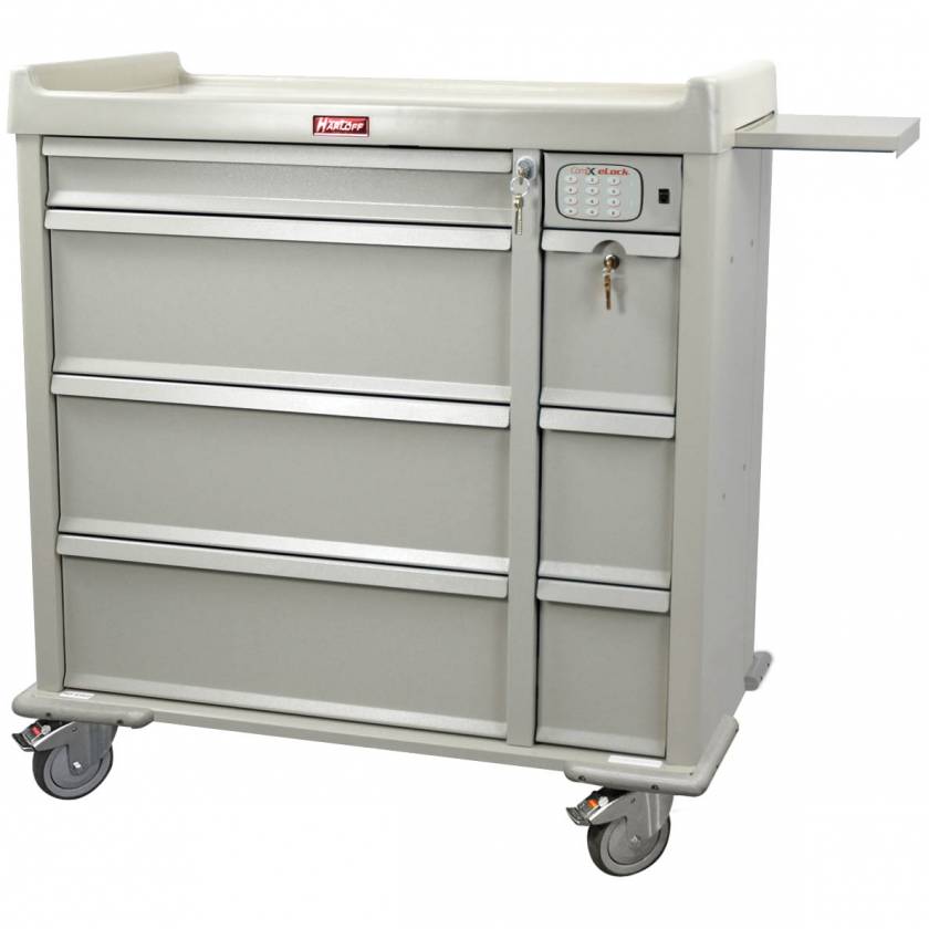 Harloff SL600PC-EKC Standard Line 600 Punch Card Medication Cart with CompX Electronic Lock, Single Wide Narcotics Drawer