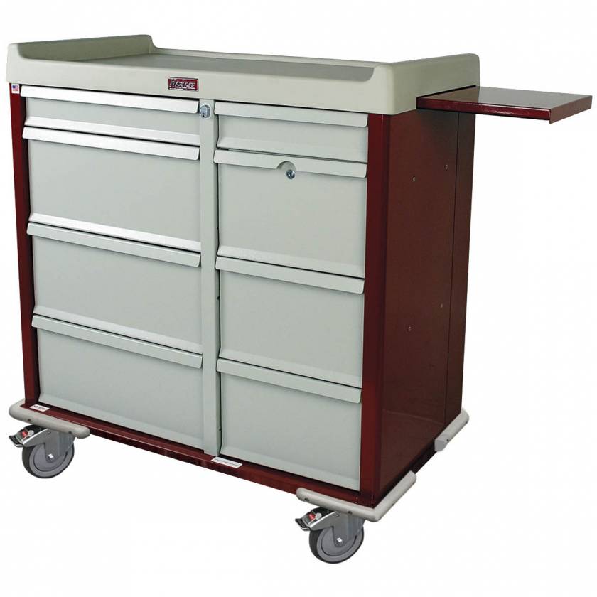 Harloff Standard Line 600 Punch Card Medication Cart with Key Locks, Double Wide Narcotics Drawer, Specialty Package