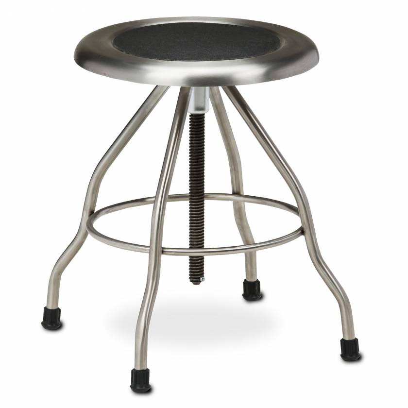 Clinton Model SS-2169 Stainless Steel Stool with Rubber Feet & 15" Diameter Stainless Steel Seat