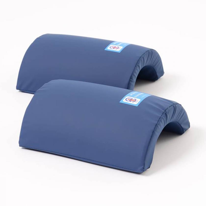 Columbus Healthcare SSW-1185-DM Curved Foam Positioner with 4 Way Stretch Medium Blue Cover - 8.5" W x 11" L x 4" H (Set of 2)