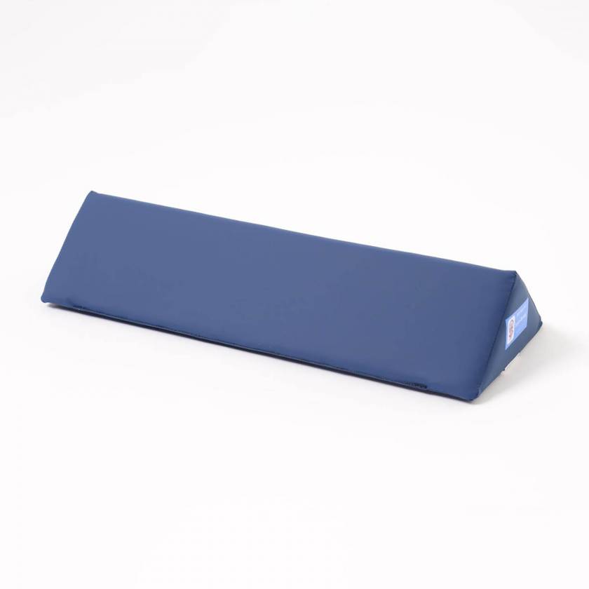 Columbus Healthcare SSW-2477-DM 45 Degree Oblique Foam Positioner with 4 Way Stretch Medium Blue Cover - 10" W x 24" L x 5" H