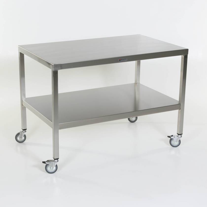 MidCentral Medical Stainless Steel Work Table with Lower Shelf, 4" Casters