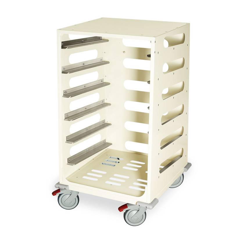 Harloff STC-SH6L Scope Transport Cart with 6 Scope Tray Capacity, Beige Finish, Left Angle View