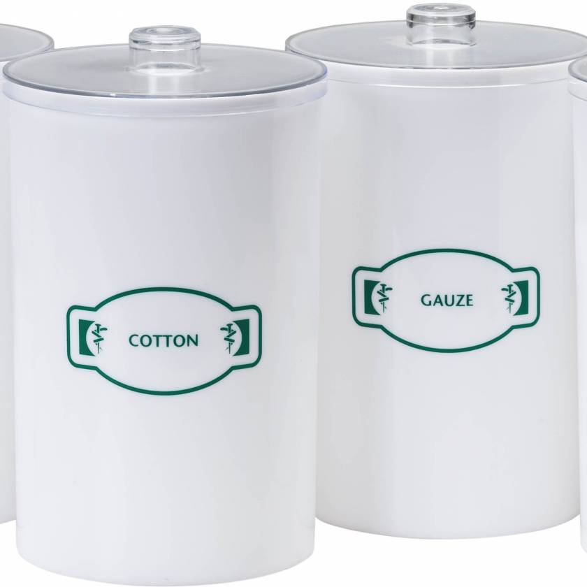 Labeled Opaque Plastic Sundry Jars Clinton T60