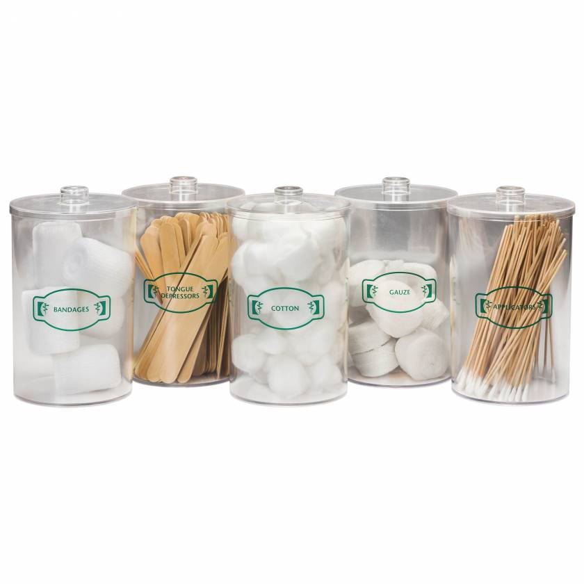 Clinton Labeled, Clear Plastic Sundry Jar